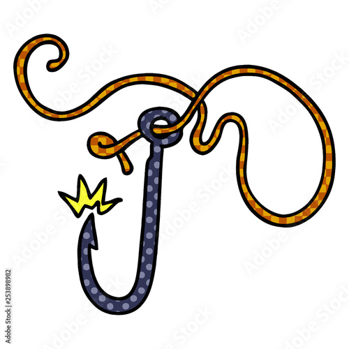 cartoon doodle of a sharp fishing hook