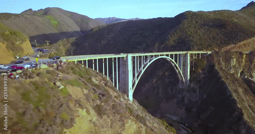 Aerial Shot of the Bixby Creek Bridge in Monterey California USA Aerial Shot of the Bixby Creek Bridge in Monterey California USA