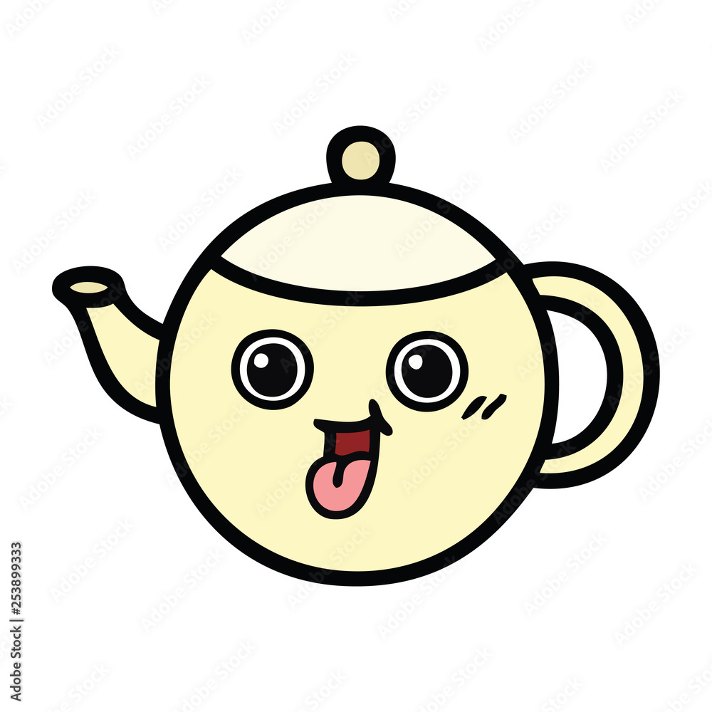 Obraz premium cute cartoon tea pot