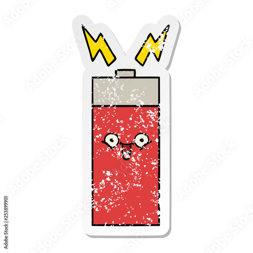 distressed sticker of a cute cartoon battery