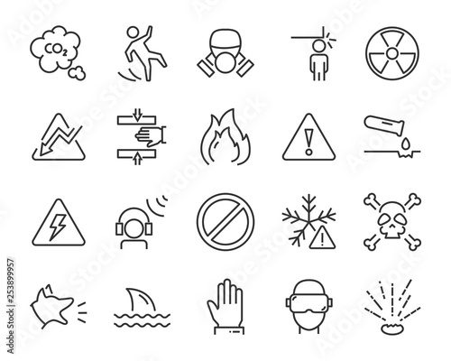 set of warning icons, such as poison, danger, protect, secure