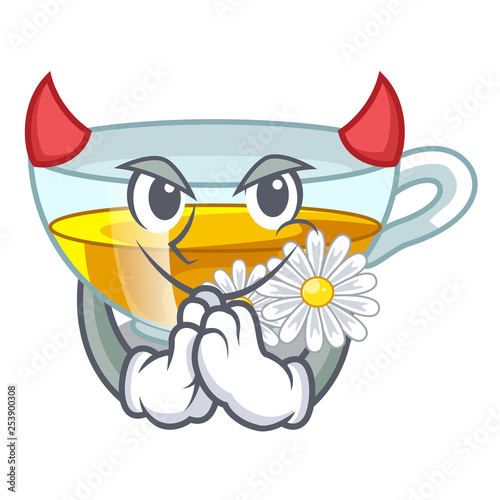 Devil chamomile tea in the cartoon shape