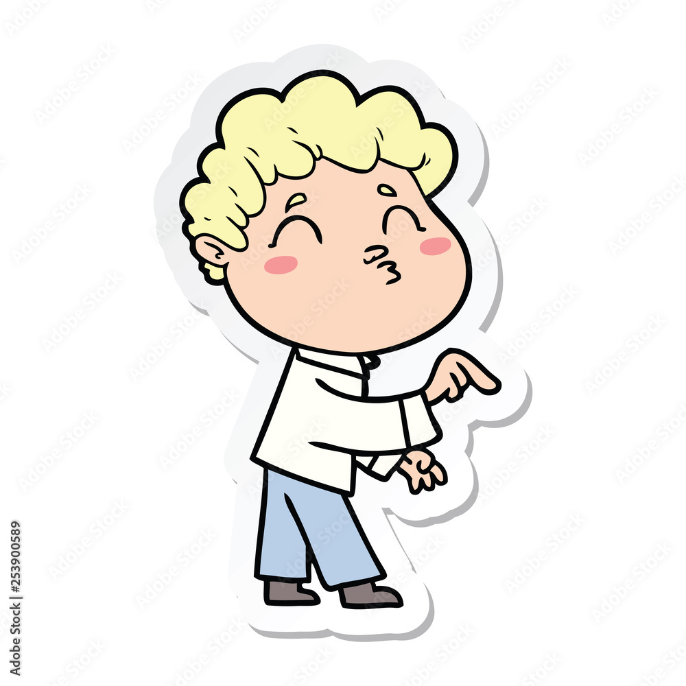 sticker of a cartoon man pouting