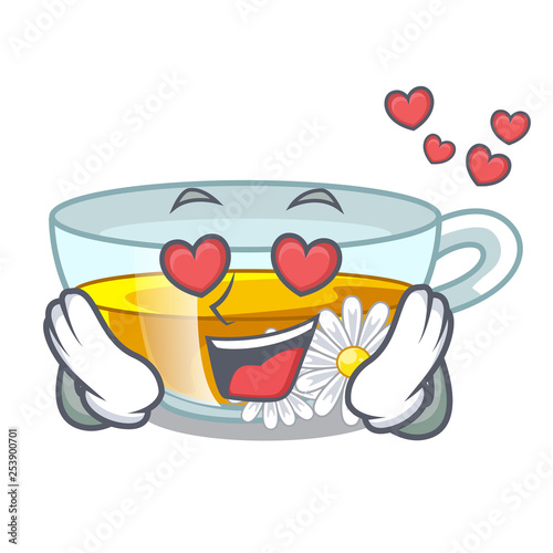 In love chamomile tea in the cartoon shape