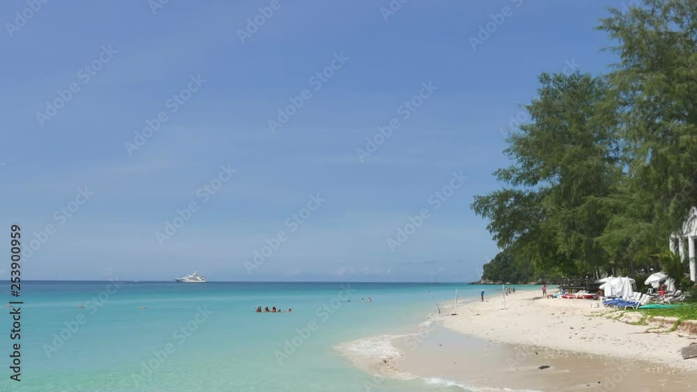 Blue sky at the paradise beach with turquoise ocean. Blue sky at the paradise beach with turquoise ocean.