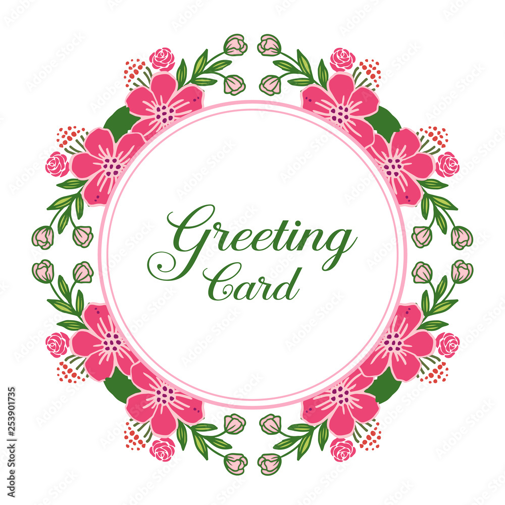 Vector illustration various shape pink flower frames blooms for greeting card