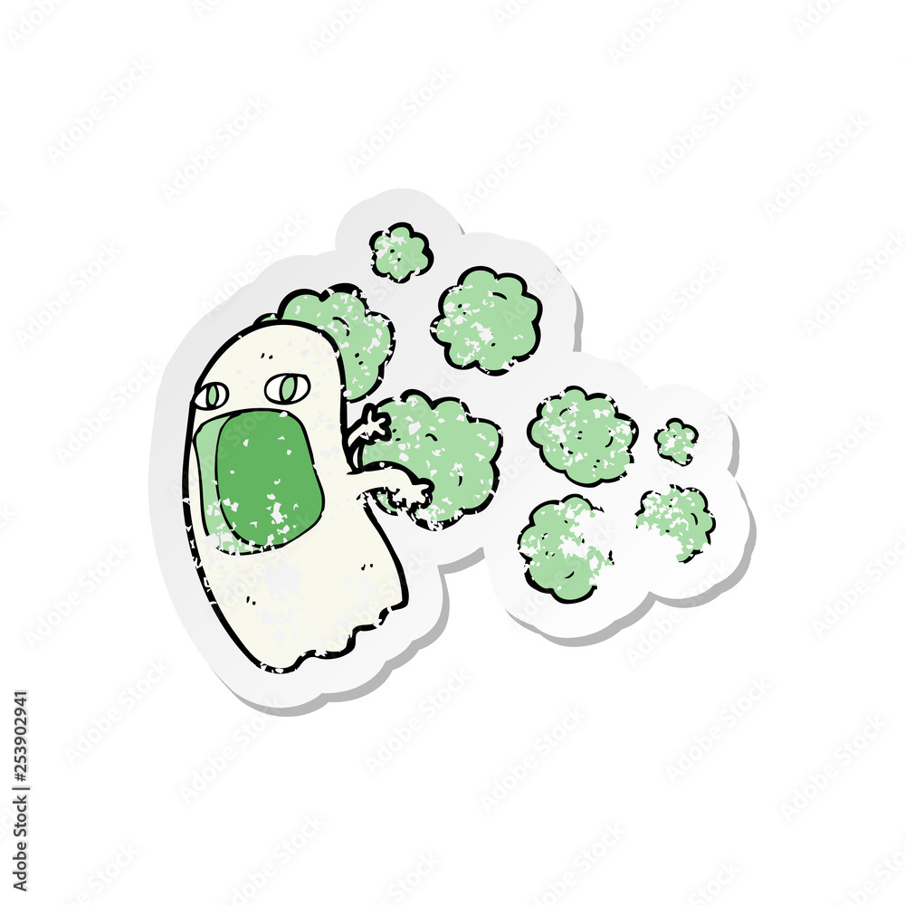 retro distressed sticker of a cartoon ghost retro distressed sticker of a cartoon ghost