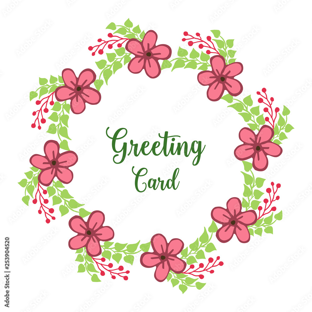 Vector illustration decoration pink floral frame for invitation of greeting card