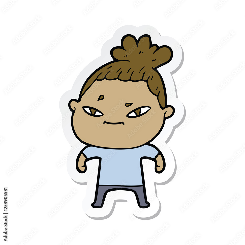 sticker of a cartoon woman sticker of a cartoon woman