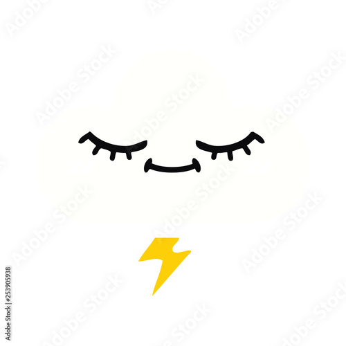 flat color retro cartoon thunder cloud