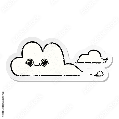 distressed sticker of a cute cartoon clouds