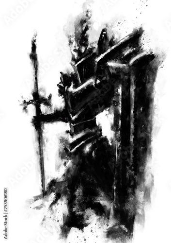 Black knight in heavy armor...