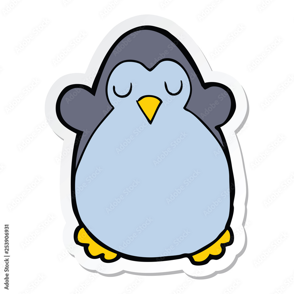 sticker of a cartoon penguin