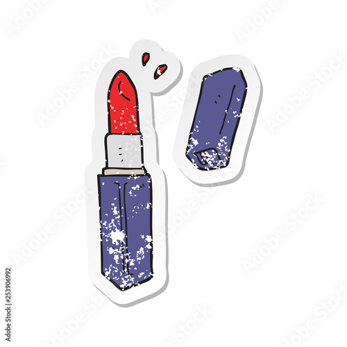retro distressed sticker of a cartoon lipstick