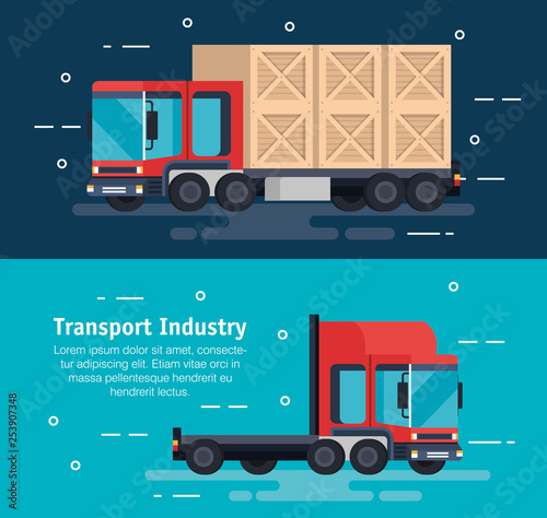 delivery service trucks with wooden boxes