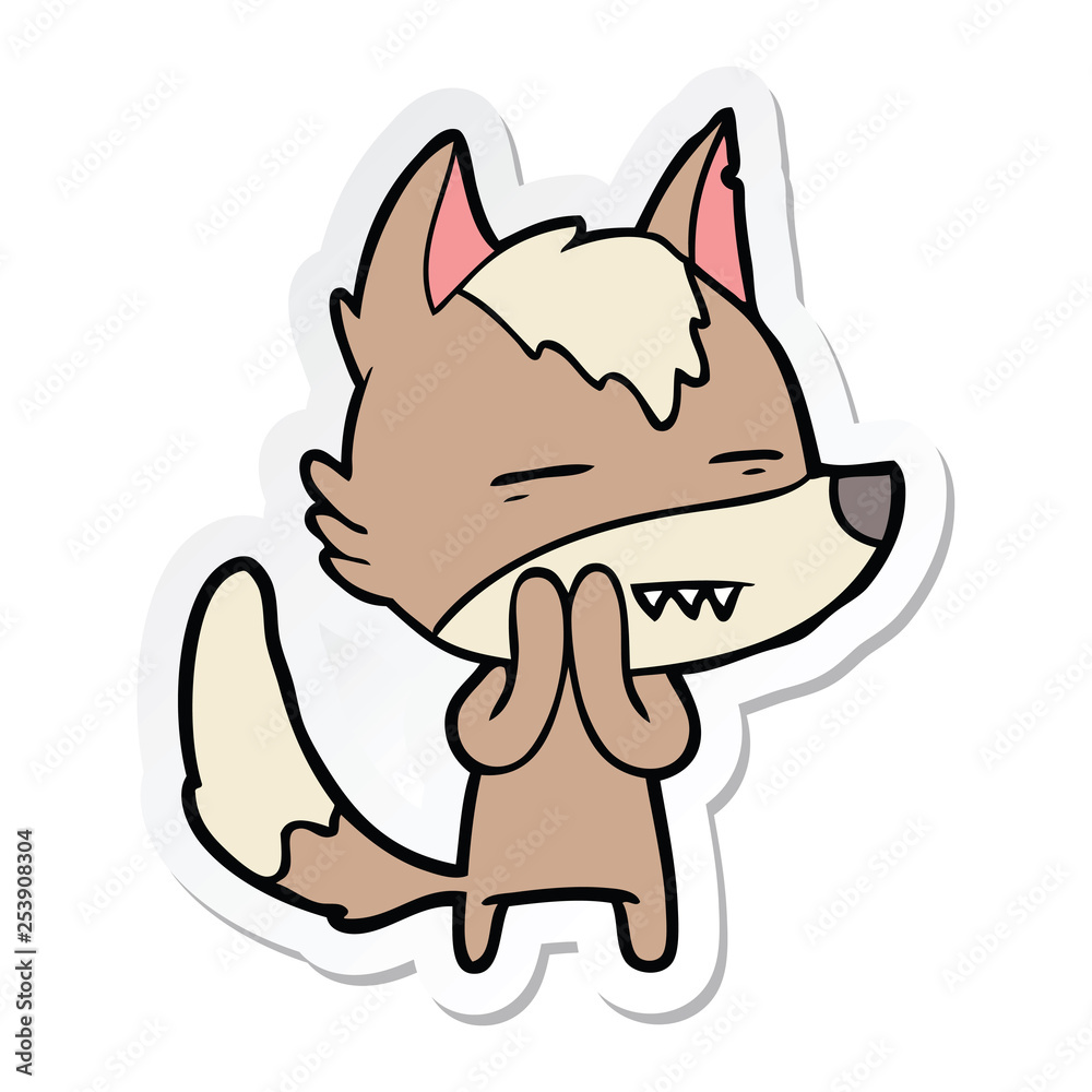 sticker of a cartoon wolf showing teeth sticker of a cartoon wolf showing teeth
