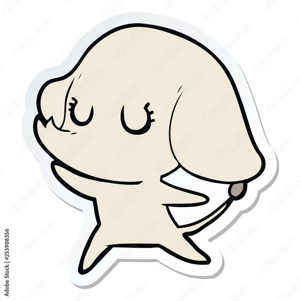 sticker of a cute cartoon elephant sticker of a cute cartoon elephant