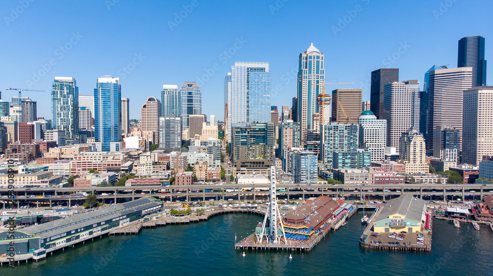 Aerial view of Seattle Downtown