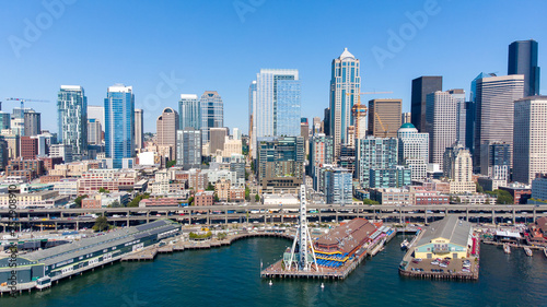 Aerial view of Seattle Downtown