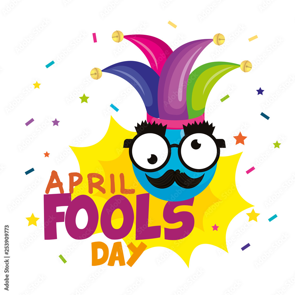 Naklejka premium april fools day card with happy face
