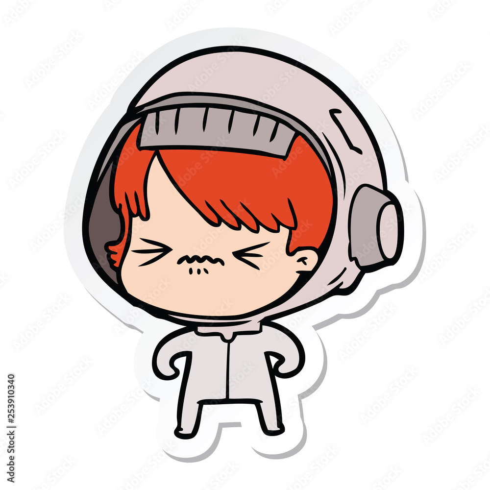 Obraz premium sticker of a angry cartoon space girl