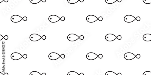 fish Seamless pattern vector salmon tuna scarf isolated shark dolphin whale ocean sea cartoon repeat wallpaper tile background line doodle illustration