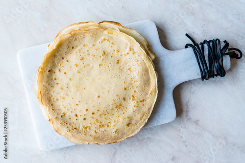Photography Large Stack of Plain Thin Pancake Crepes