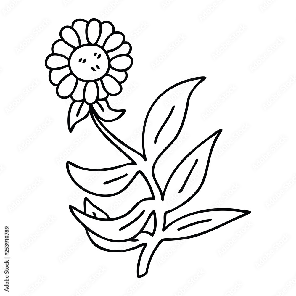 Fototapeta premium quirky line drawing cartoon daisy flower