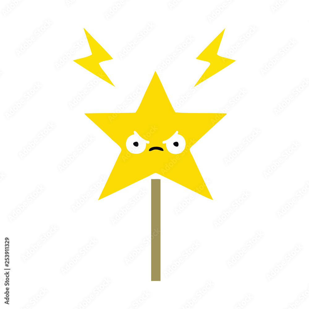 flat color retro cartoon magic wand flat color retro cartoon magic wand