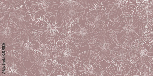 Color pattern with flowers poppy. Lace surface design