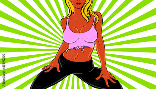 Twerk dance poster design with sexy girl in cartoon style. Vector illustration.