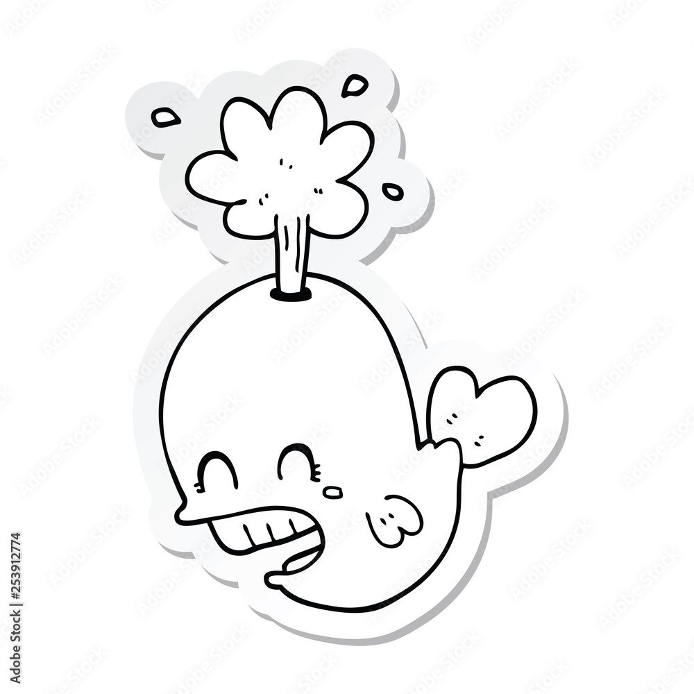 sticker of a cartoon spouting whale sticker of a cartoon spouting whale