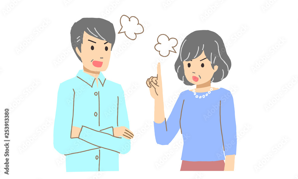 喧嘩するシニアカップル 喧嘩するシニアカップル