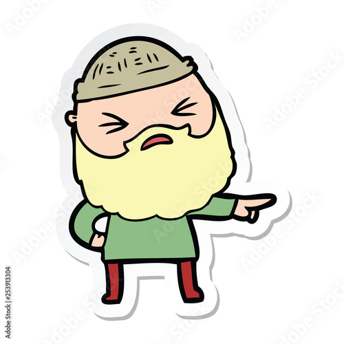 sticker of a cartoon man with beard