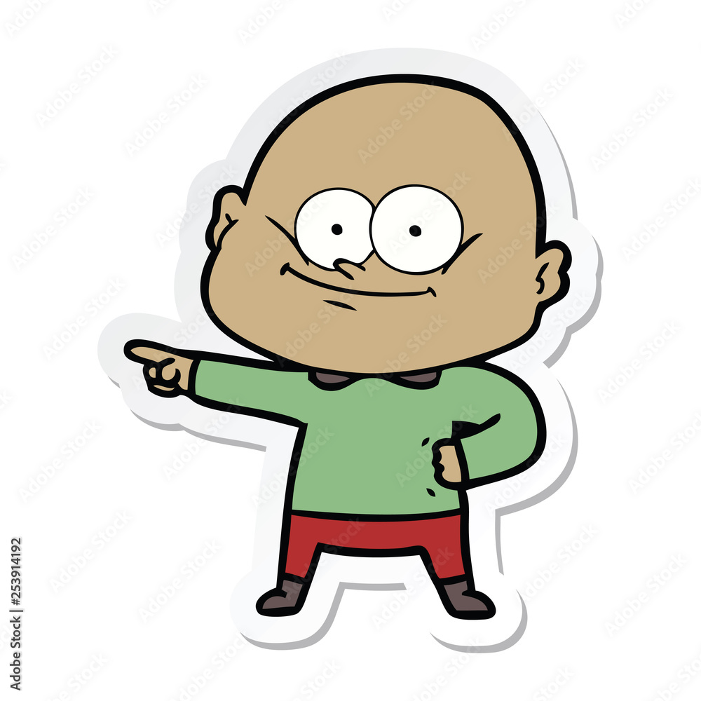 sticker of a cartoon bald man staring sticker of a cartoon bald man staring