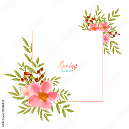 spring frame watercolor flowers vector