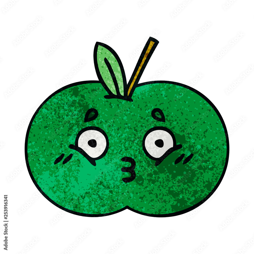 Obraz premium retro grunge texture cartoon juicy apple