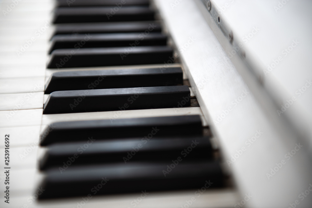 White vintage piano keys