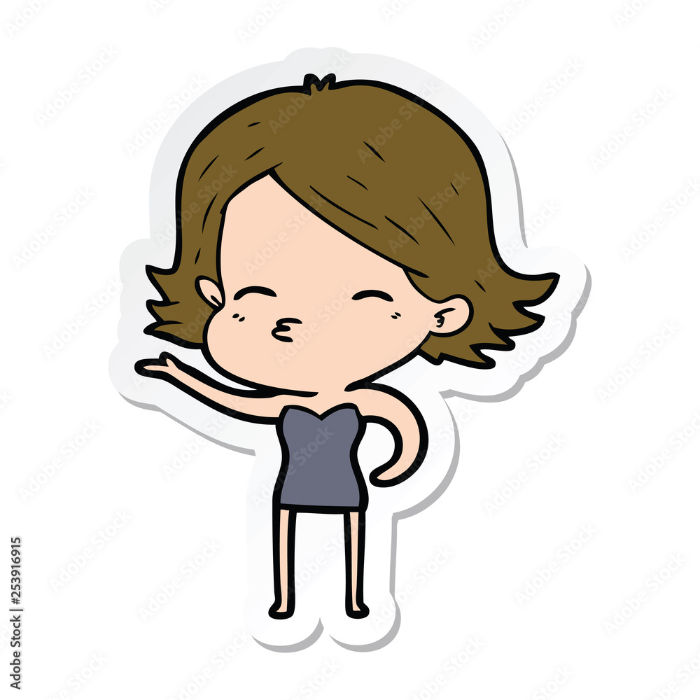 sticker of a cartoon woman sticker of a cartoon woman