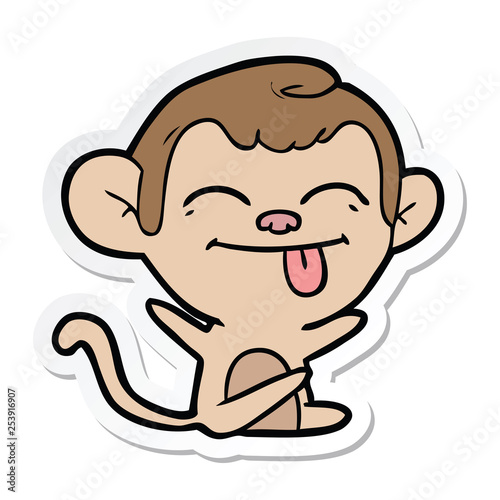 sticker of a funny cartoon monkey