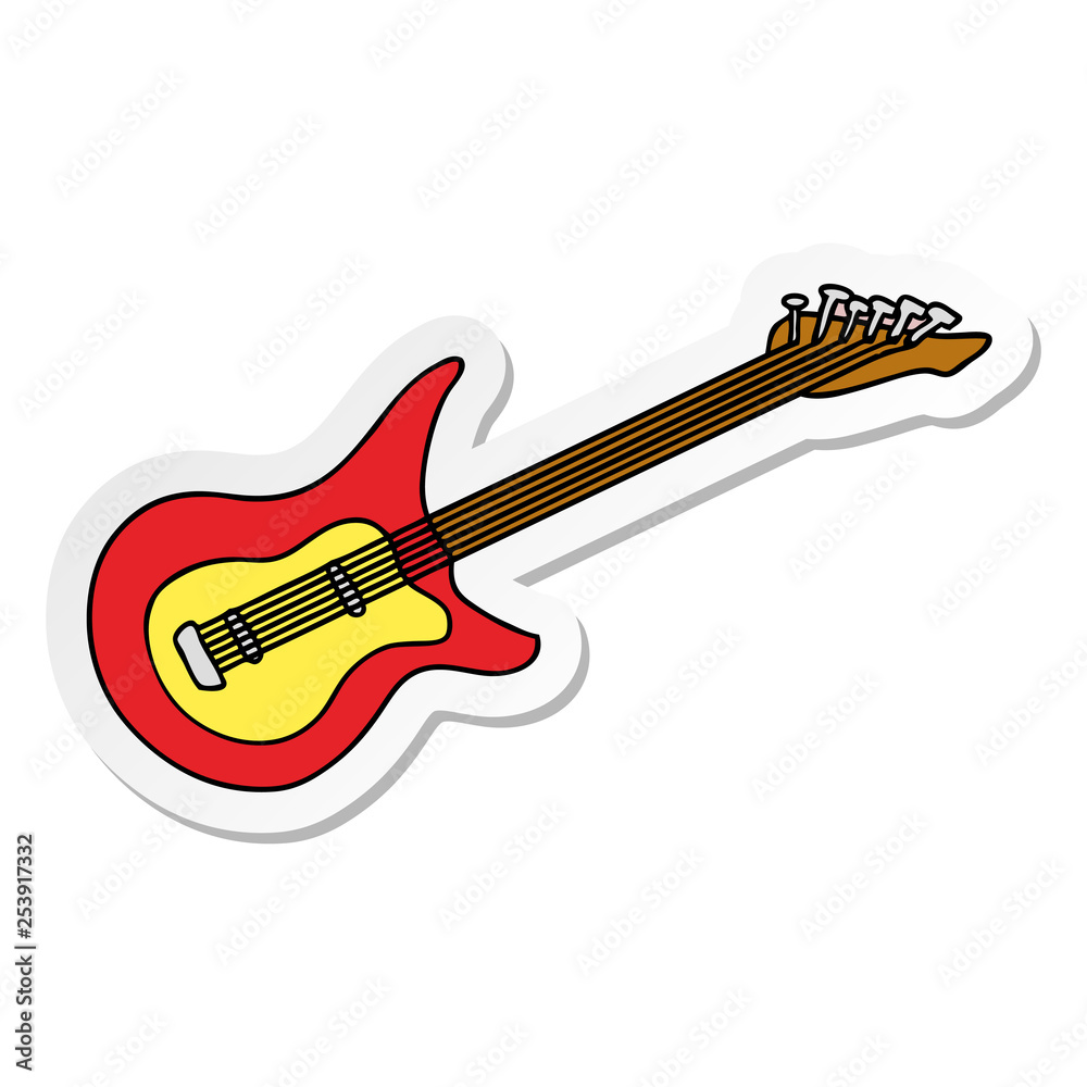 sticker cartoon doodle of a guitar