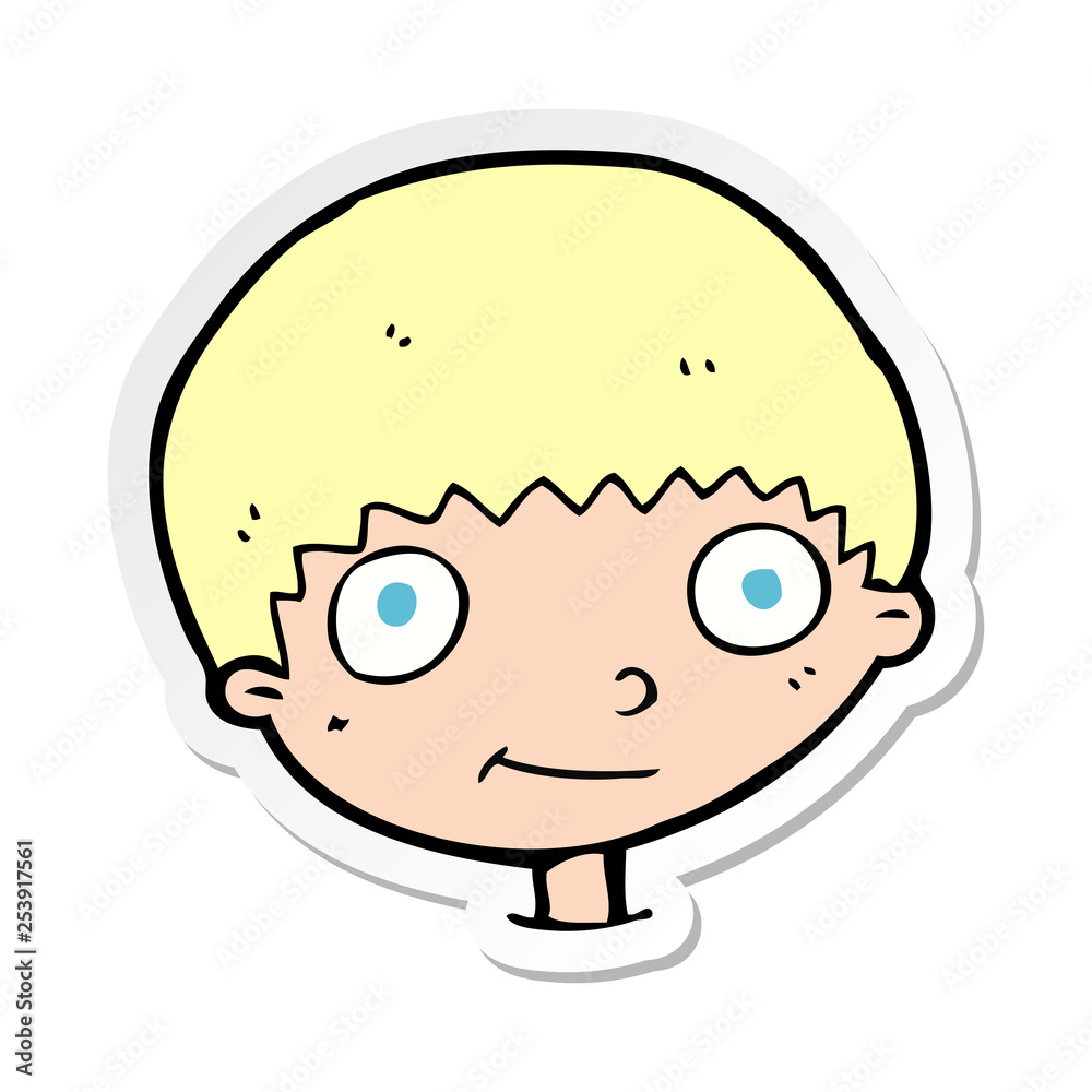 sticker of a cartoon happy boy