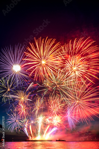 Annual summer fireworks event at Scheveningen beach in Den Haag on 17th August by Netherlands