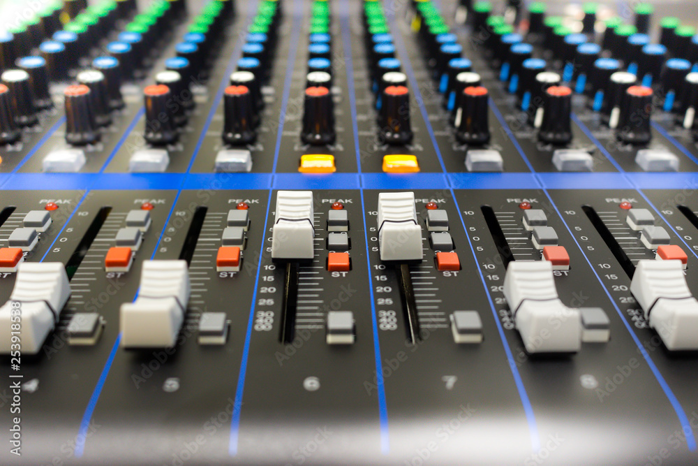 Sound mixer control panel. Sound mixer control panel.