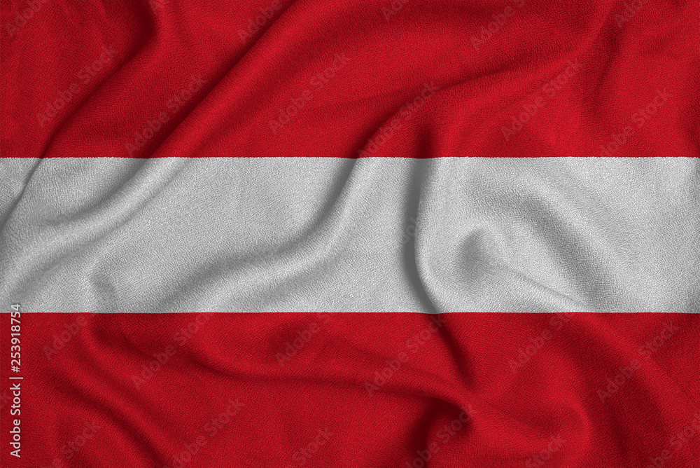 Flag of the Austria from the factory knitted fabric. Backgrounds and Textures Flag of the Austria from the factory knitted fabric. Backgrounds and Textures