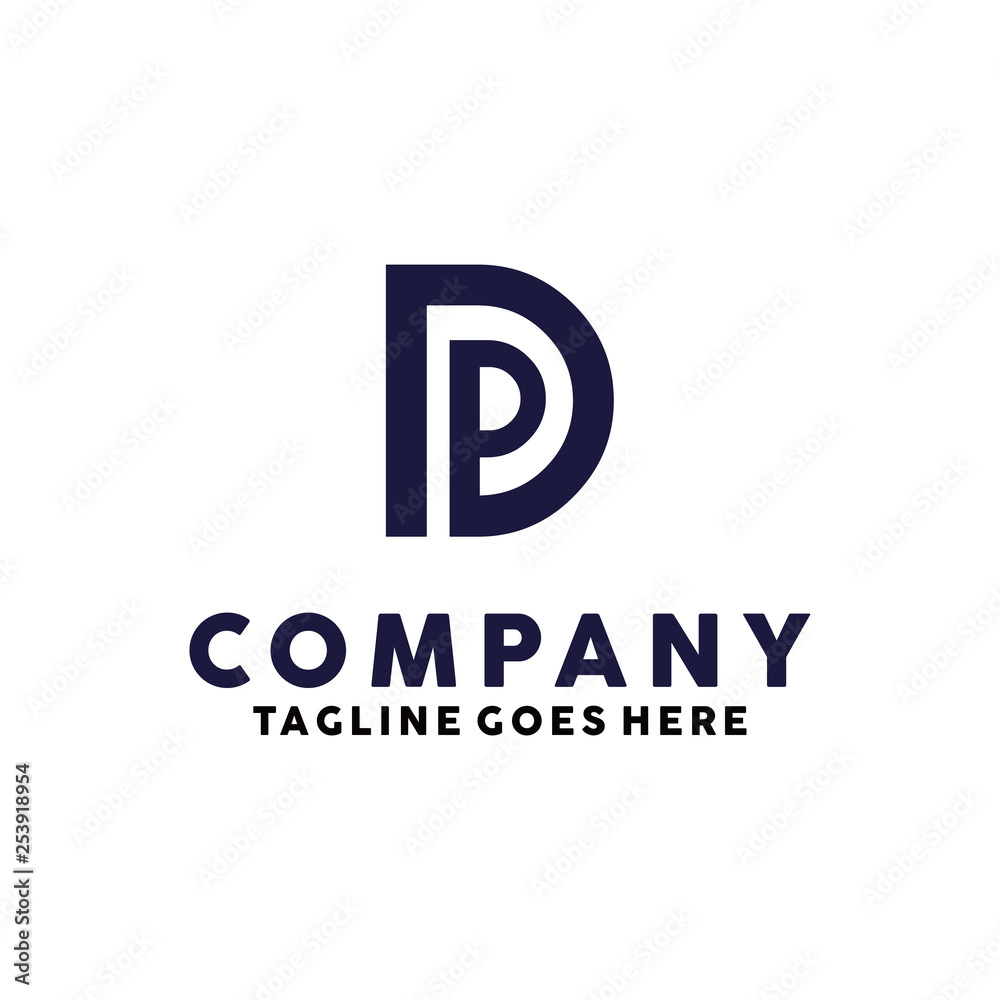 Lettering D&P Technology Symbol Logo Design Inspiration