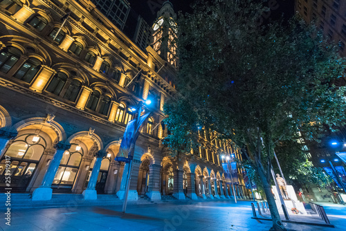 Photography General Post Office at Night in Martin Place, Downtown, Sydney, Australia, NSW