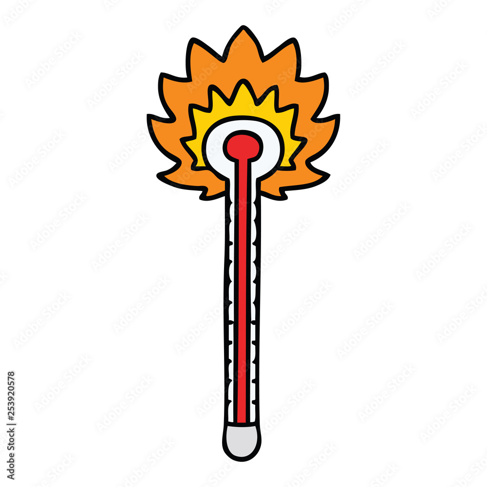 quirky hand drawn cartoon hot thermometer quirky hand drawn cartoon hot thermometer