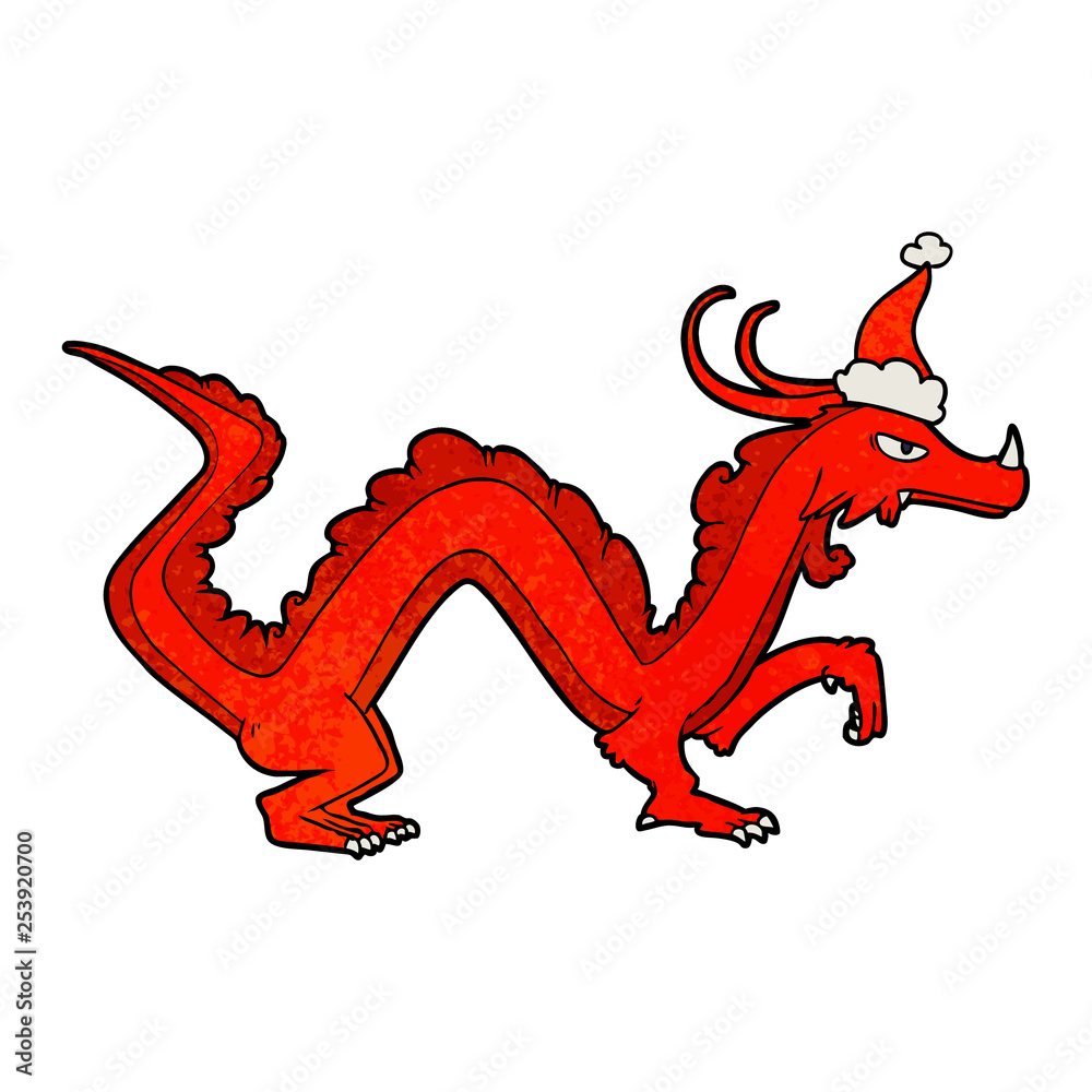 textured cartoon of a dragon wearing santa hat textured cartoon of a dragon wearing santa hat