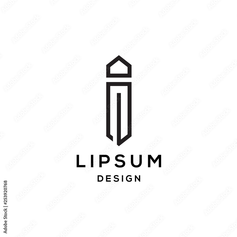Letter I line geometric logo design